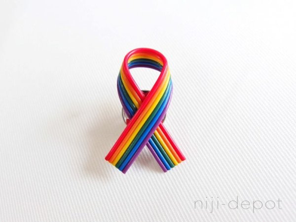 Photo1: Pride Ribbon pin badge (1)