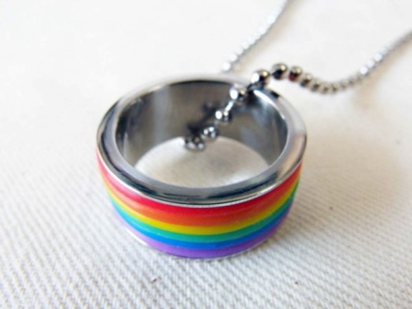 Photo3: Stainless steel pride ring necklace (3)
