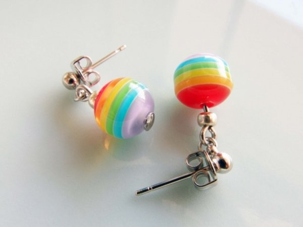 Photo3: Candy color stud earrings (3)