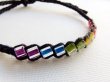 Photo3: Hemp Square Rainbow Anklet (Black) (3)